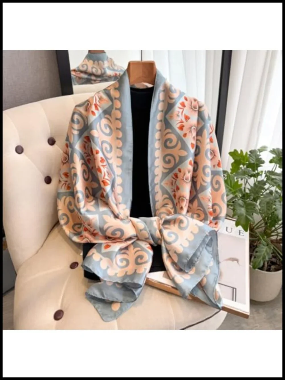 Lightweight Floral Satin Scarf Shawl Wraps for Women